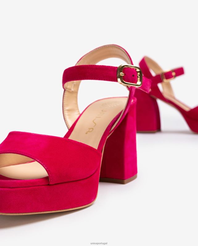 Unisa sandália de camurça com salto largo mulheres 6V2Z683 rosa
