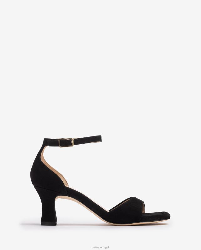 Unisa sandália de camurça com salto médio mulheres 6V2Z6194 preto