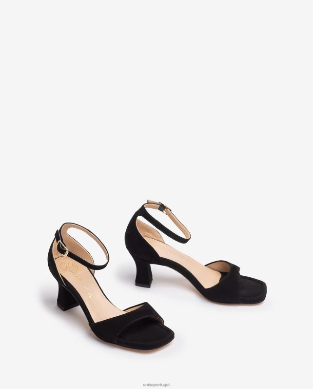 Unisa sandália de camurça com salto médio mulheres 6V2Z6194 preto