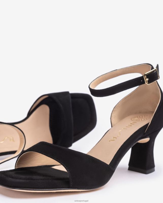 Unisa sandália de camurça com salto médio mulheres 6V2Z6194 preto
