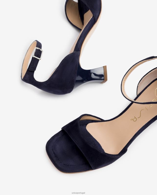Unisa sandália de camurça com salto médio mulheres 6V2Z6195 azul