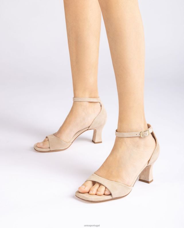 Unisa sandália de camurça com salto médio mulheres 6V2Z6196 bege