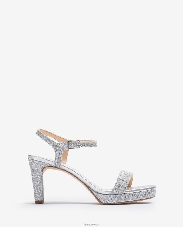 Unisa sandália de tecido brilhante mulheres 6V2Z619 prata