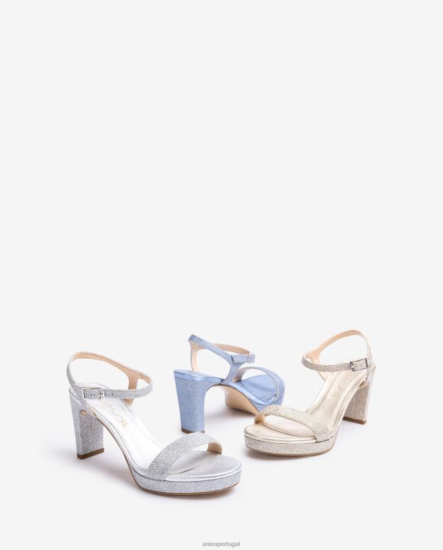 Unisa sandália de tecido brilhante mulheres 6V2Z619 prata