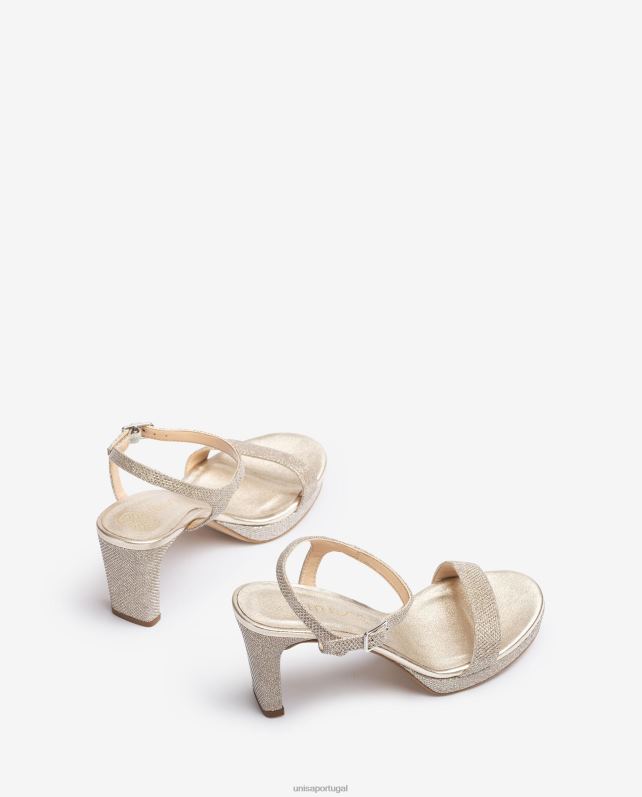 Unisa sandália de tecido brilhante mulheres 6V2Z620 ouro