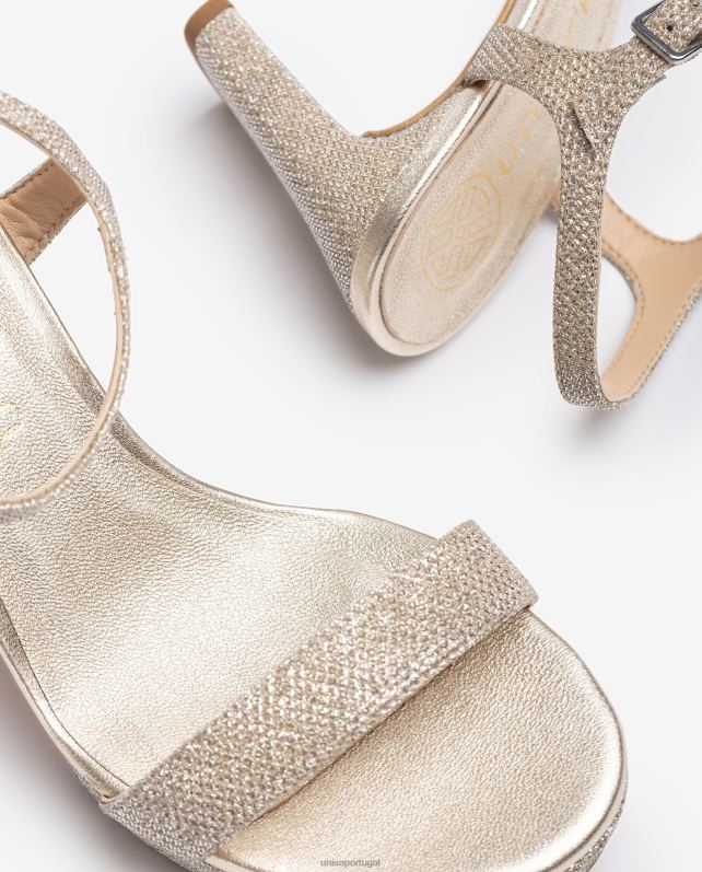 Unisa sandália de tecido brilhante mulheres 6V2Z620 ouro