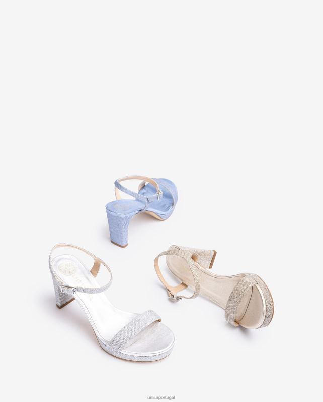 Unisa sandália de tecido brilhante mulheres 6V2Z6272 azul