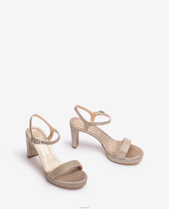 Unisa sandália de tecido brilhante mulheres 6V2Z6273 bronze