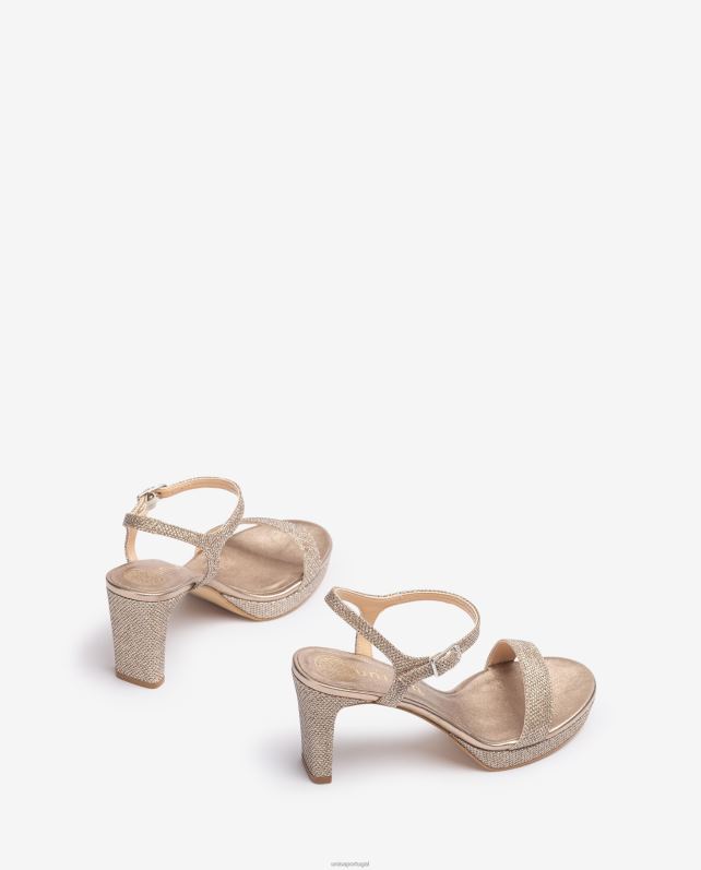 Unisa sandália de tecido brilhante mulheres 6V2Z6273 bronze