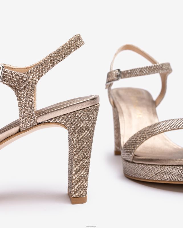 Unisa sandália de tecido brilhante mulheres 6V2Z6273 bronze