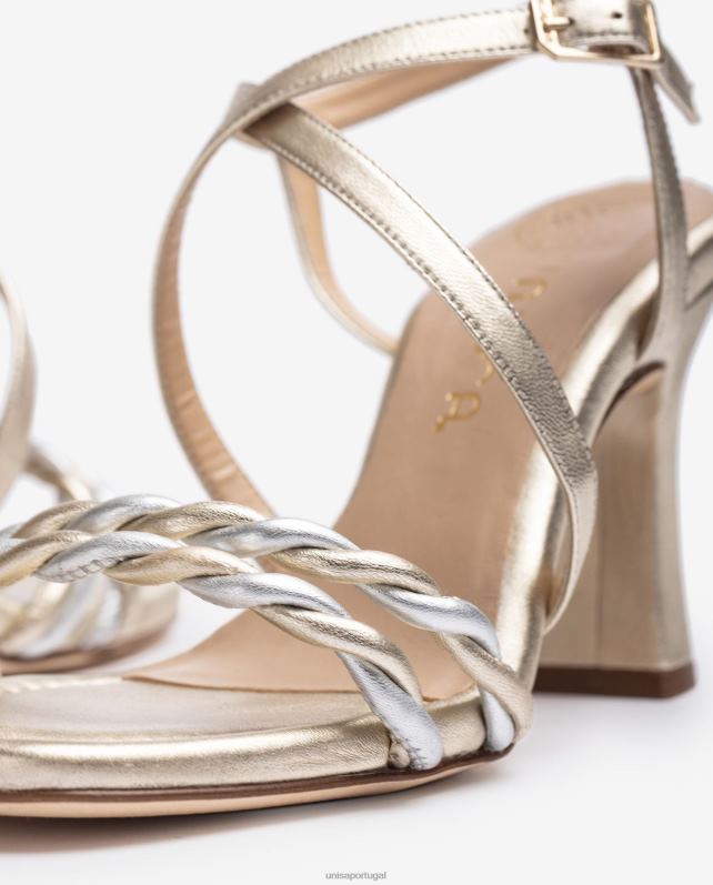 Unisa sandália de tiras metálicas mulheres 6V2Z6259 ouro