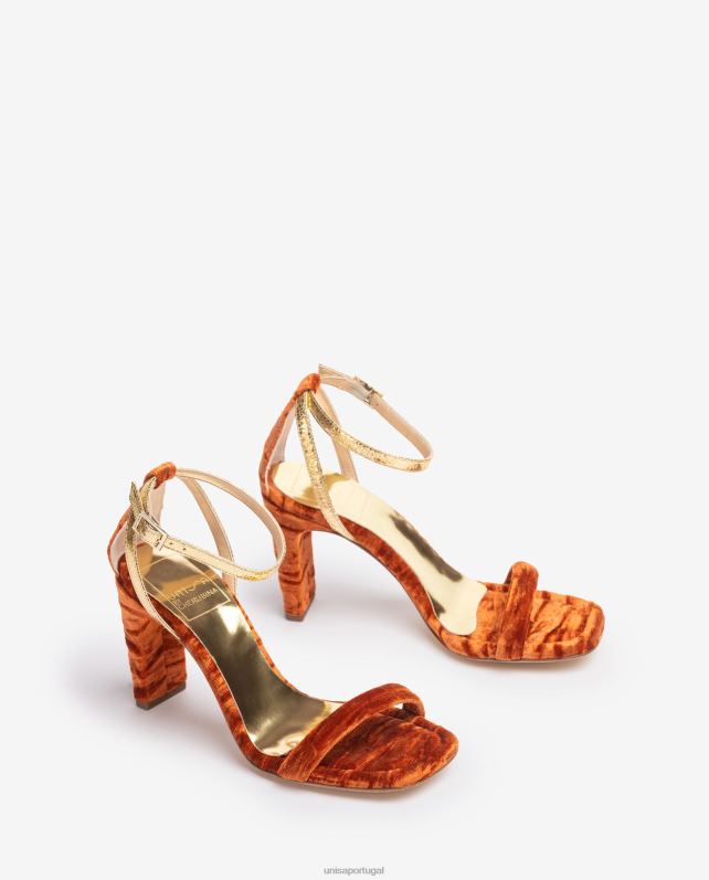 Unisa sandália de veludo mulheres 6V2Z61317 laranja