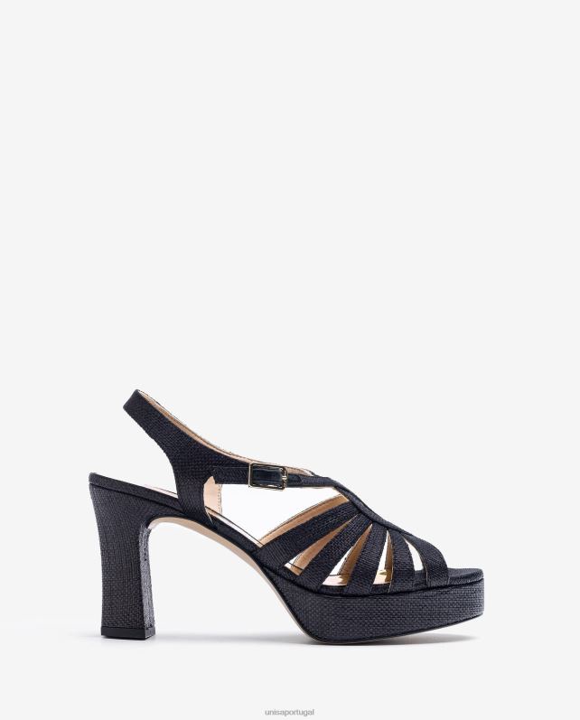 Unisa sandália feita em ráfia mulheres 6V2Z61310 preto