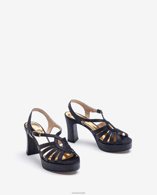 Unisa sandália feita em ráfia mulheres 6V2Z61310 preto