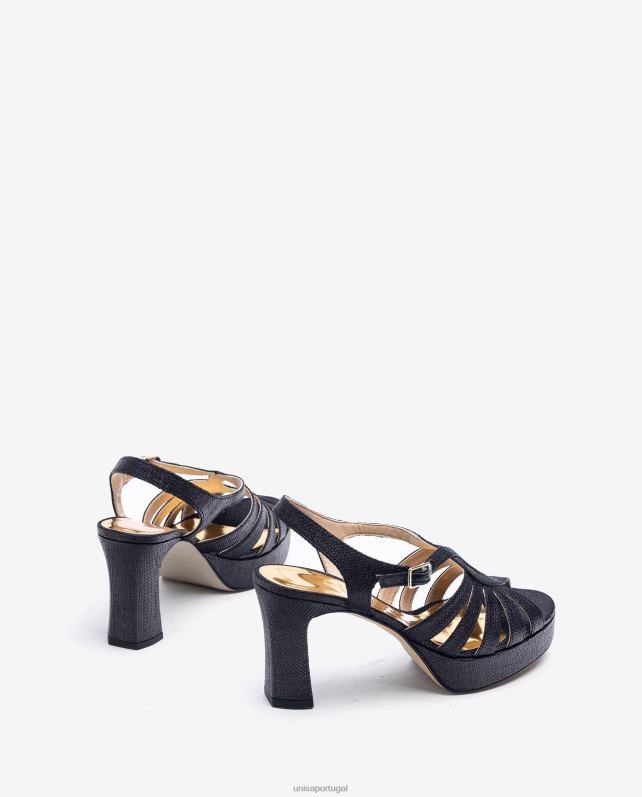 Unisa sandália feita em ráfia mulheres 6V2Z61310 preto