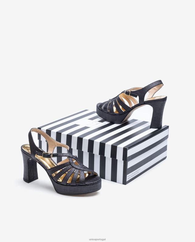 Unisa sandália feita em ráfia mulheres 6V2Z61310 preto