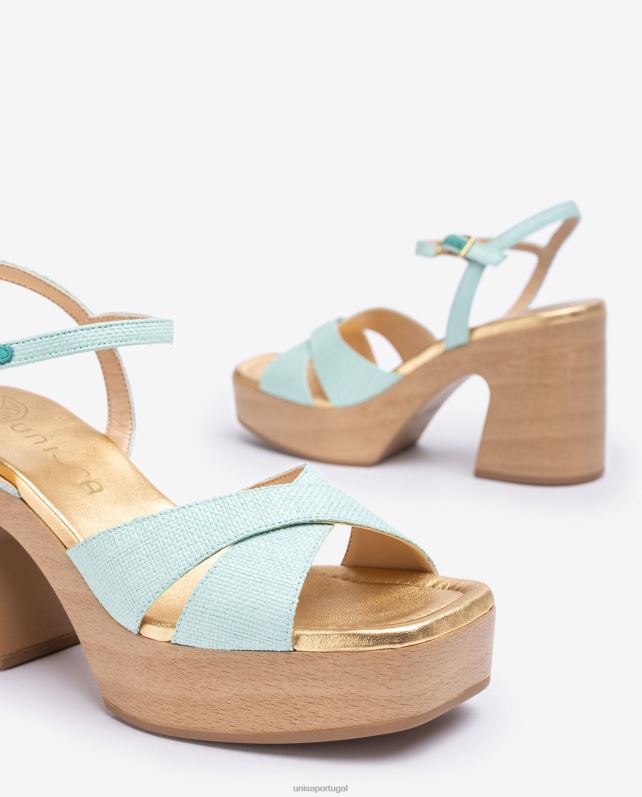 Unisa sandália ráfia com salto bloco mulheres 6V2Z6233 azul