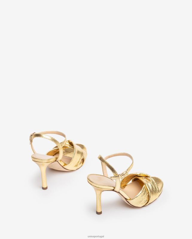 Unisa sandália salto alto crossover vamp mulheres 6V2Z6287 ouro