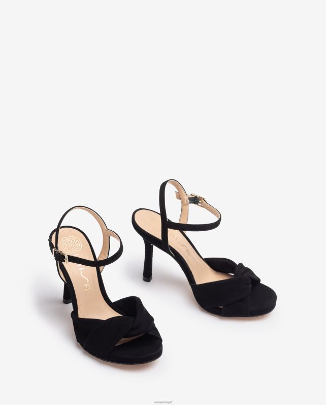 Unisa sandália salto alto crossover vamp mulheres 6V2Z6289 preto
