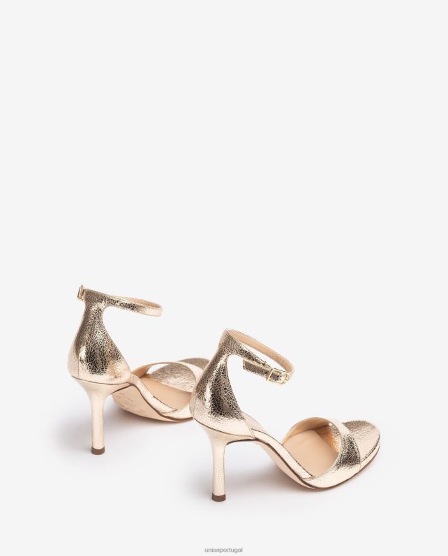 Unisa sandália salto alto efeito metalizado mulheres 6V2Z621 moda