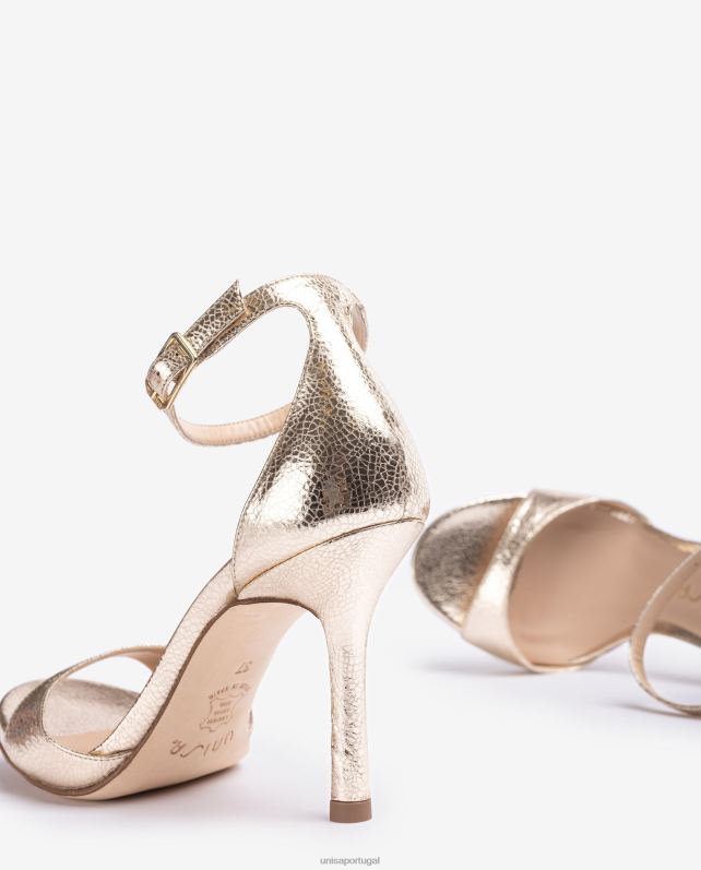Unisa sandália salto alto efeito metalizado mulheres 6V2Z621 moda
