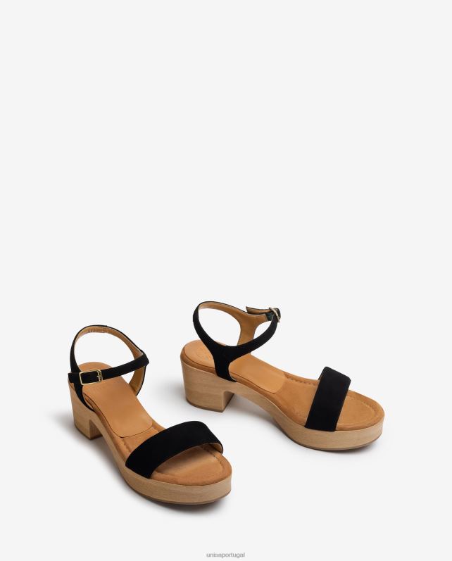Unisa sandália salto bloco baixo mulheres 6V2Z6127 preto