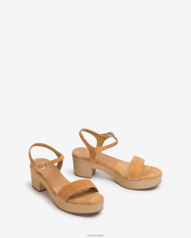 Unisa sandália salto bloco baixo mulheres 6V2Z6128 marrom