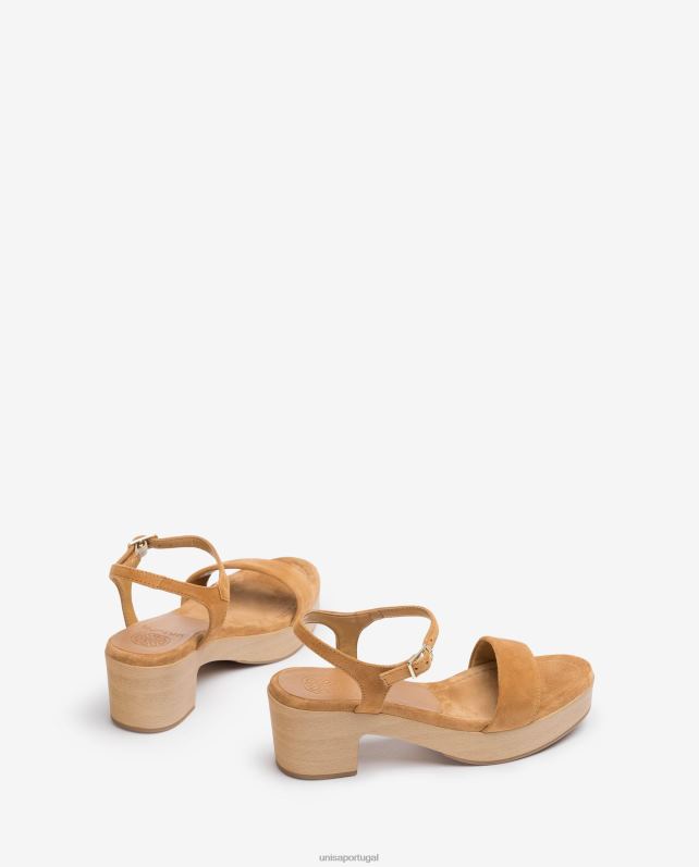 Unisa sandália salto bloco baixo mulheres 6V2Z6128 marrom