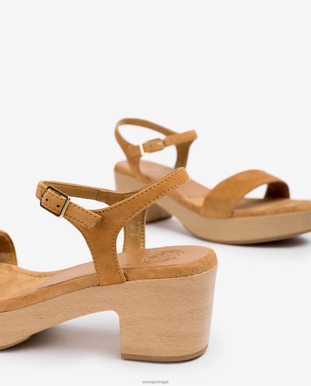 Unisa sandália salto bloco baixo mulheres 6V2Z6128 marrom