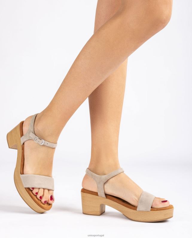Unisa sandália salto bloco baixo mulheres 6V2Z6129 bege