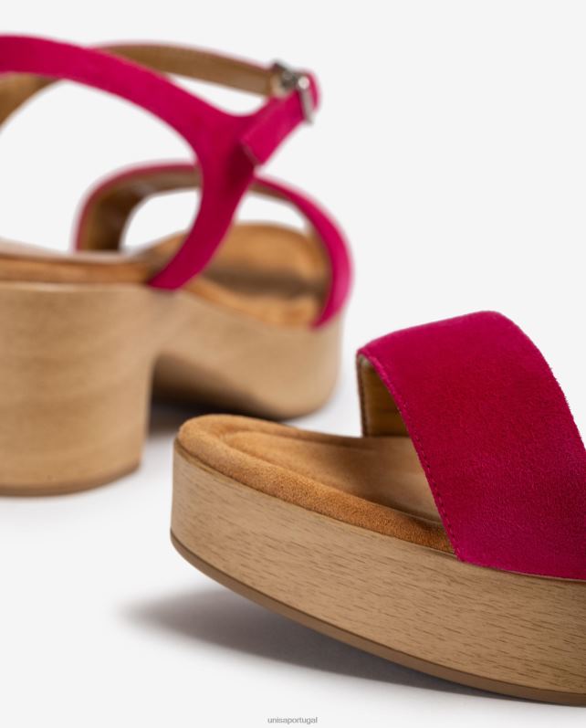 Unisa sandália salto bloco baixo mulheres 6V2Z6130 rosa