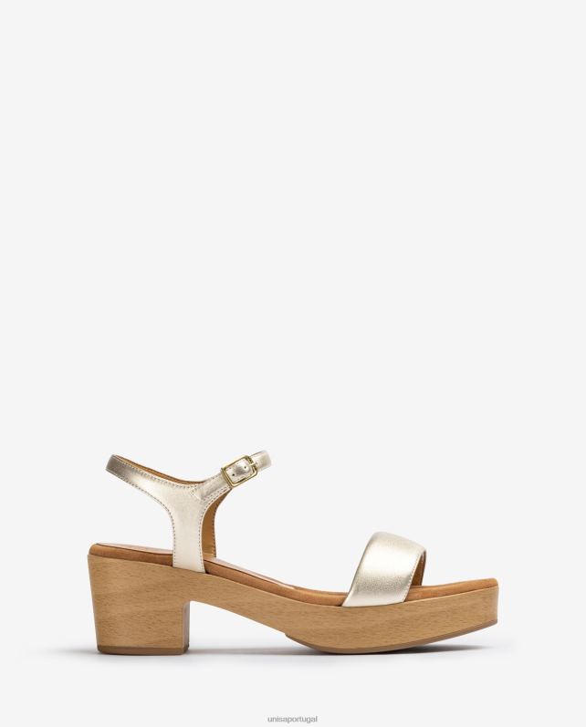 Unisa sandália salto bloco baixo mulheres 6V2Z6133 ouro