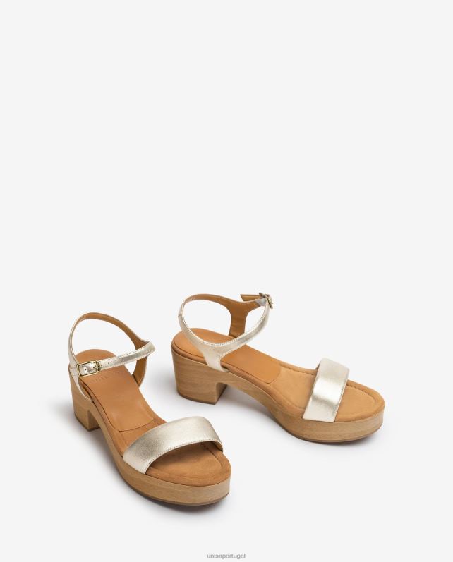 Unisa sandália salto bloco baixo mulheres 6V2Z6133 ouro