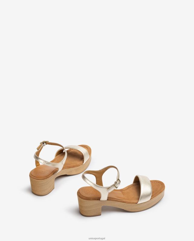 Unisa sandália salto bloco baixo mulheres 6V2Z6133 ouro