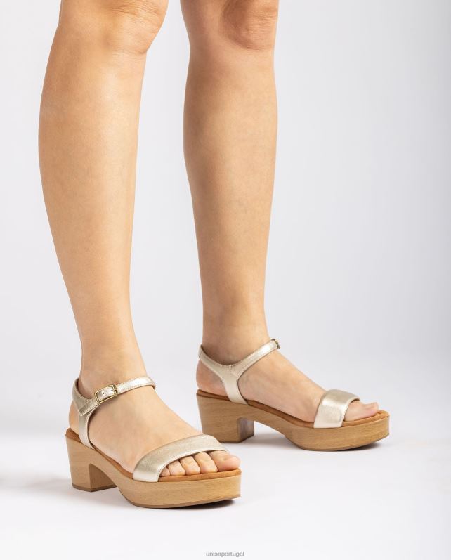 Unisa sandália salto bloco baixo mulheres 6V2Z6133 ouro