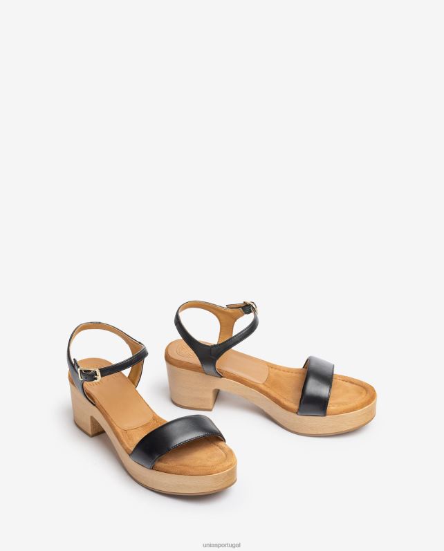 Unisa sandália salto bloco baixo mulheres 6V2Z6134 preto