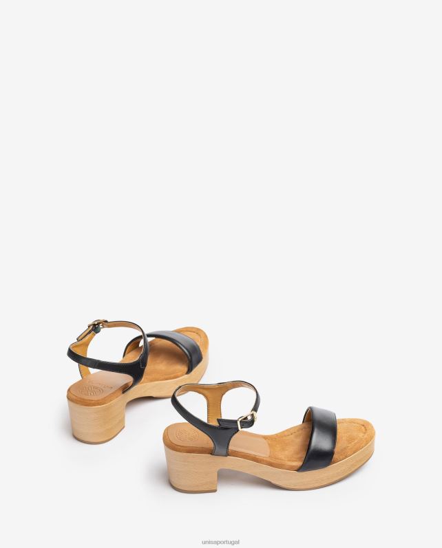 Unisa sandália salto bloco baixo mulheres 6V2Z6134 preto