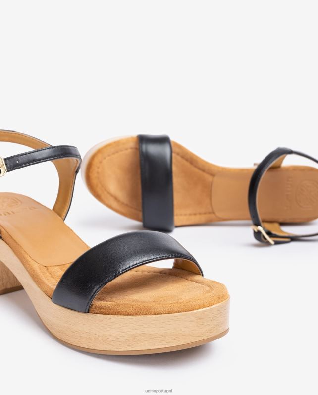 Unisa sandália salto bloco baixo mulheres 6V2Z6134 preto