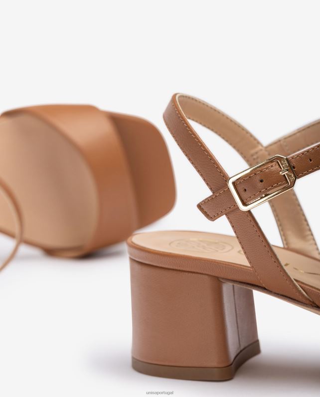 Unisa sandália salto largo mulheres 6V2Z6433 marrom