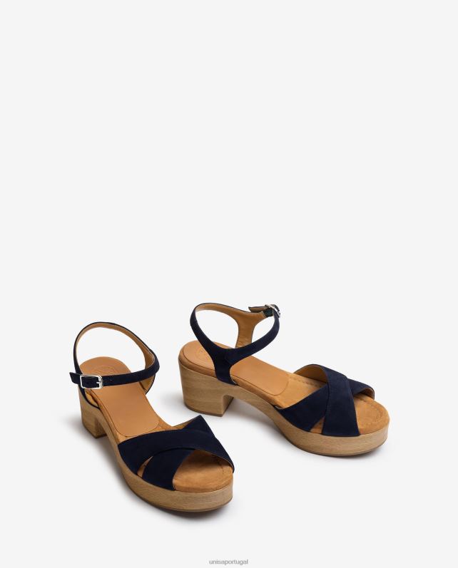 Unisa sandália salto médio camurça mulheres 6V2Z6407 azul