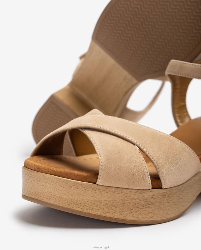 Unisa sandália salto médio camurça mulheres 6V2Z6408 bege