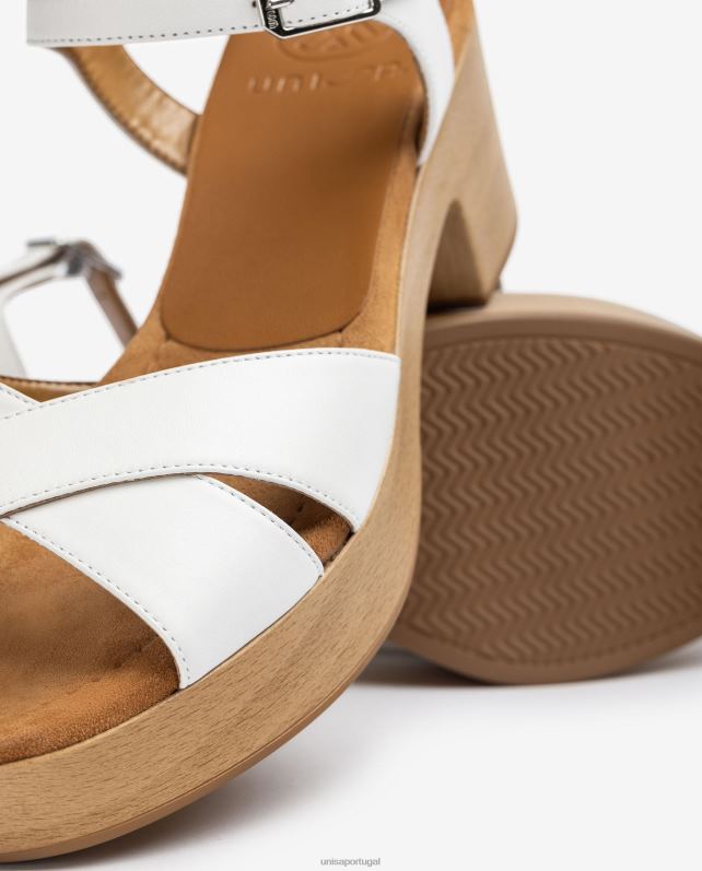 Unisa sandália salto médio em couro mulheres 6V2Z6406 branco