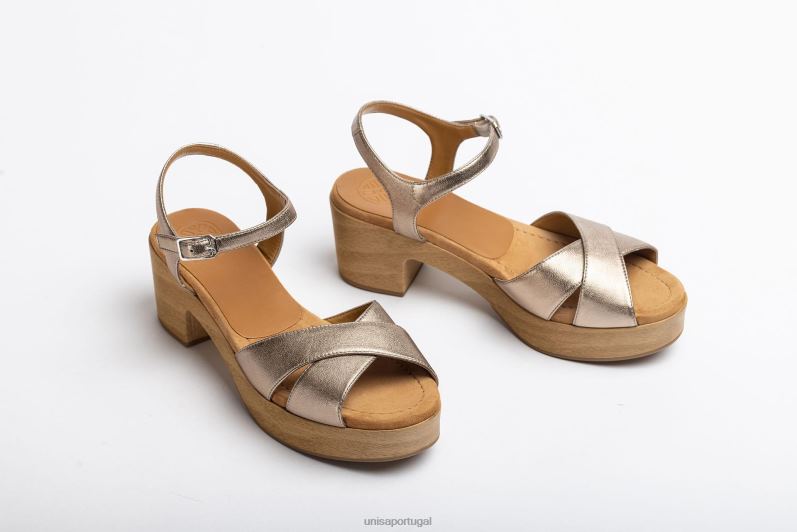 Unisa sandália salto médio em couro mulheres 6V2Z6418 bronze