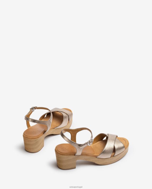 Unisa sandália salto médio em couro mulheres 6V2Z6418 bronze