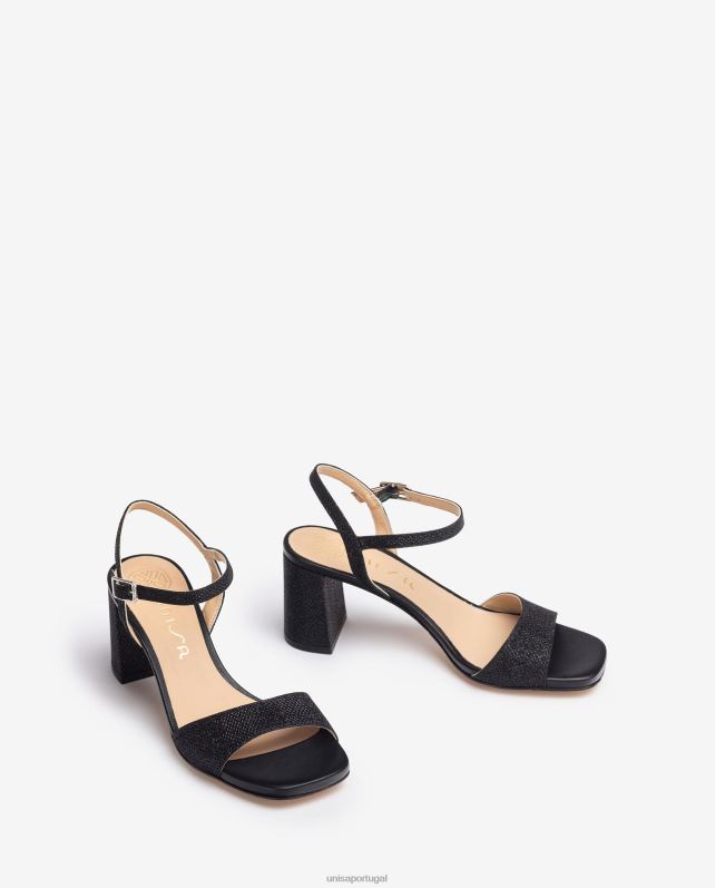 Unisa sandália sola quadrada mulheres 6V2Z6200 preto