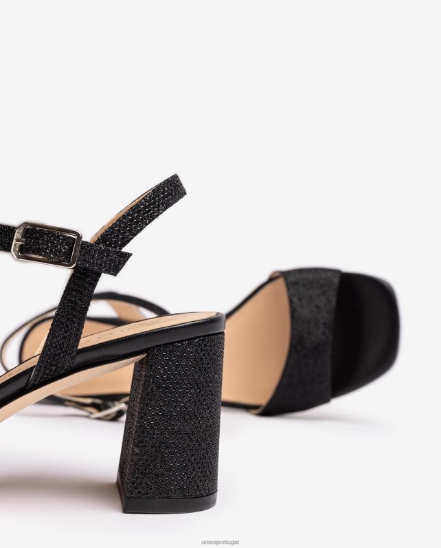 Unisa sandália sola quadrada mulheres 6V2Z6200 preto