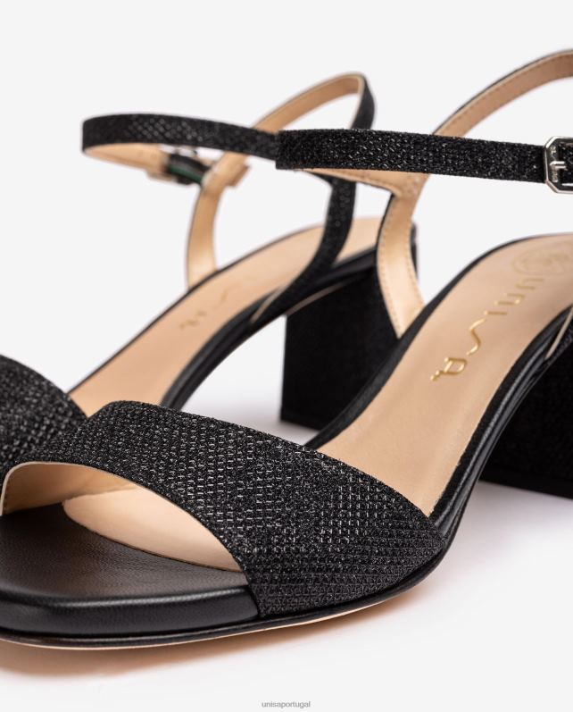 Unisa sandália sola quadrada mulheres 6V2Z6200 preto