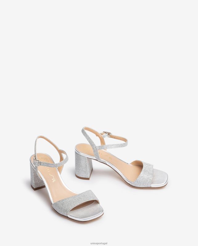 Unisa sandália sola quadrada mulheres 6V2Z6203 prata