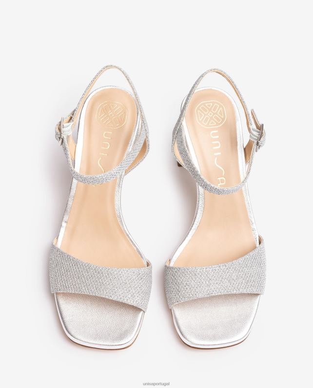 Unisa sandália sola quadrada mulheres 6V2Z6203 prata