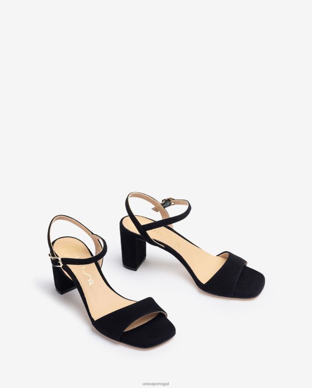 Unisa sandália sola quadrada mulheres 6V2Z6416 preto